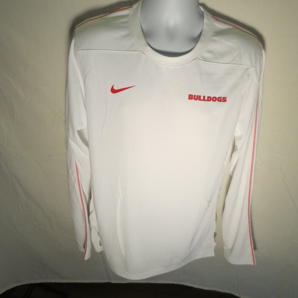 Nike Men's Dri-Fit L/S Georgia Bulldogs FB Shirt - Wht/Red Size: Med FJ9570  New